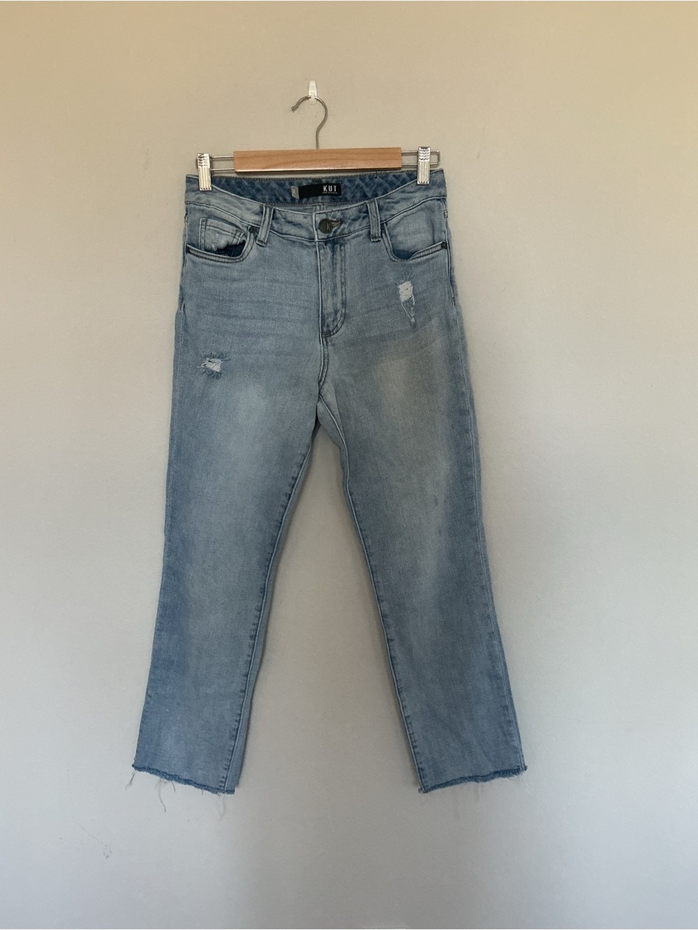 Kut from the Kloth Light Blue Reese high rise angle Straight leg Jeans 2